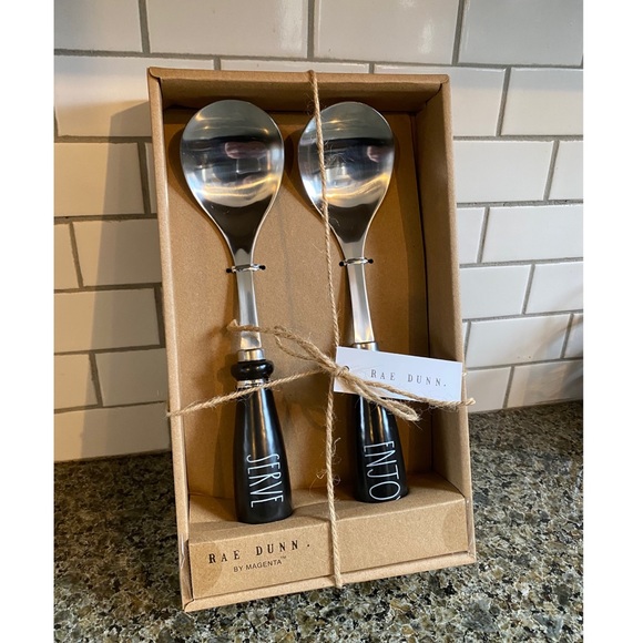 RAE DUNN. Serve & Enjoy Serving Spoon Set, Black - Picture 1 of 6
